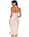 Womens Halter Fishtail Bandage Party Dress Elegant Wedding Guest Dress(Baby Beige,L)