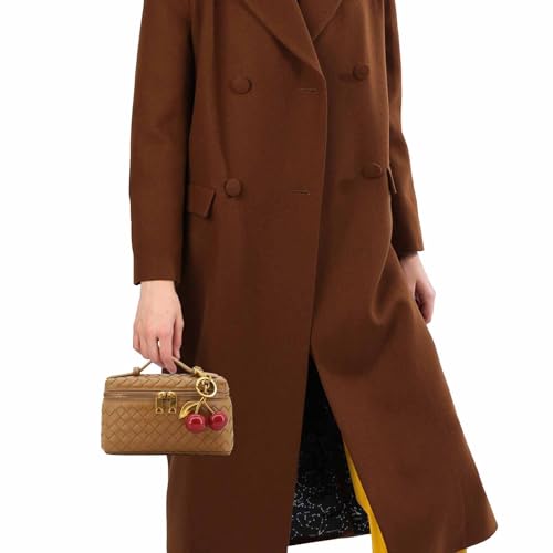 Image of Small Woven Box Crossbody Bags for Women Designer Leather Mini Top Handle Clutch Purse Square Vanity Bag with Cherry Charm