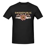 Alxoy Onerepublics Shirt Men's Personalised Graphic Short Sleeve Tshirt Fashion Breathable Cotton Top Tees Black Medium