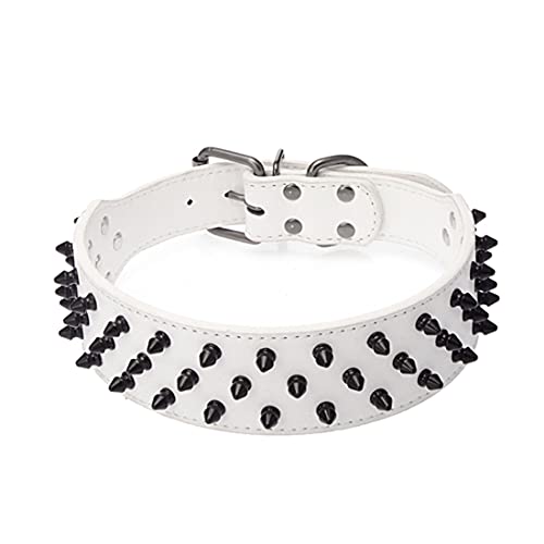Yiwong Collare per Cani in Pelle con Punte, Collare per Cani con Rivetto a chiodo a Proiettile, Collare per Cani in Pelle con Borchie, per Taglia Media, Pitbull, Bulldog Inglese