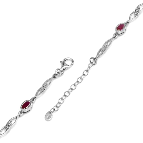 Image of Silvershake Birthstone Gemstones White Gold Plated or Yellow Gold Plated 925 Sterling Silver Scroll /Filigree Celtic Knot Weave 7.25 to 8.75 Inch with Adjustable Extension Bracelet Jewelry for Women