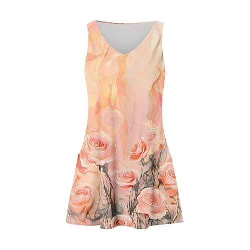 Image of Summer Dresses for Women 2026 Casual V Neck Sleeveless Sundresses Boho Beach Tank Dresses with Pockets