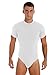 ranrann Body Camiseta Manga Corta para Hombre Bodysuit Deportiva Leotardo Ajustado de Algodón Maillot Mono Elásico Slim Fit Gimnasia Danza B Blanco L