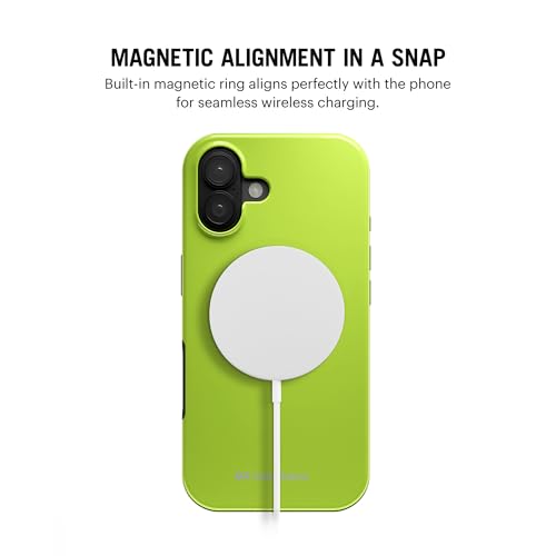 Image of DailyObjects Polycarbonate Enamel Bumper Magsafe Case for iPhone 16 Compatible with Mag-Safe Wireless Charging | Lime Hybrid Magnetic Back Cover