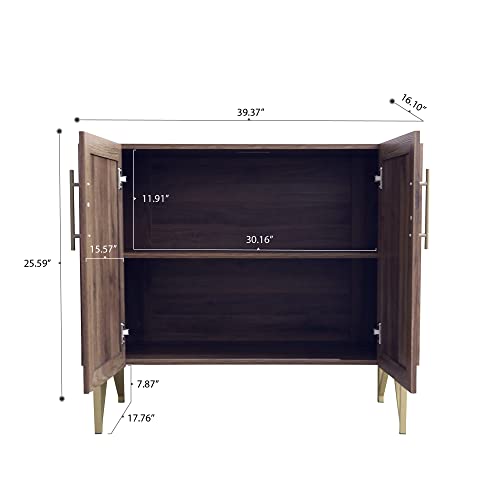 Tilly 39" Modern Sideboard Buffet Cabinet With Storage, Wooden Entryway Credenza Cabinet With Door, Kitchen Buffet Cabinet, Bar Cabinet, Sideboard Buffet For Hallway, Living Room Accent Cabinet (Gold) #TOP3
