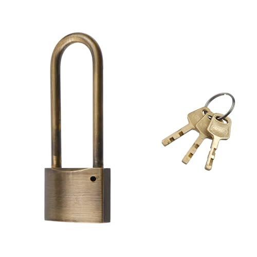 Image of Keyed Padlock,1 Pack Solid Brass Lock 3.62 Inch Weatherproof Padlock with Keys for Shed, Gate, School Gym Locker, Fence, Hasp Storage,Bronze