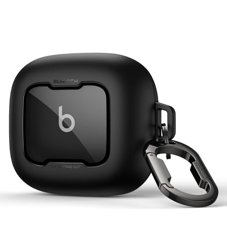 SURITCH for Beats Powerbeats Pro 2 Case Cover, Magnetic Locking Cases for Beats Powerbeats Pro 2 2025, Shockproof Bumper Protective Covers with Carabiner & Keyring & Cleaner Kit, Black