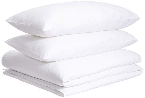 AmazonBasics Organic Percale Duvet Comforter Cover Set, Full / Queen, White