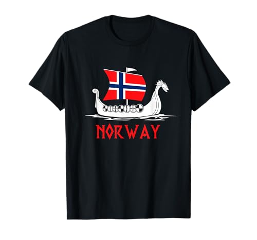 Norwegian Viking Ship Flag Boat Norway Heritage Tees T Shirts for Men and Women
