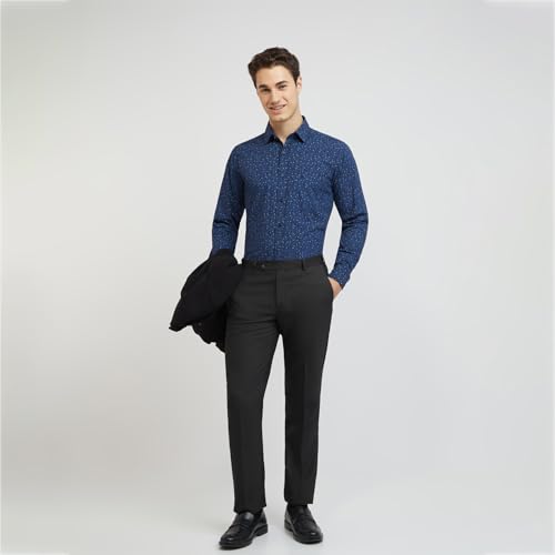 Image of Raymond Men's Pure Cotton Print Pattern Slim Fit Regular Collar Full Sleeve Casual Shirt