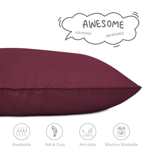 Image of EXQ Home Toddler Pillowcases Zippered 13x18 Travel Pillow Case Set of 2, Small Pillow Case Fits Baby Pillow Sized 12x16, 13x18, Kids Pillowcases 2 Pack Machine Washable (Burgundy)