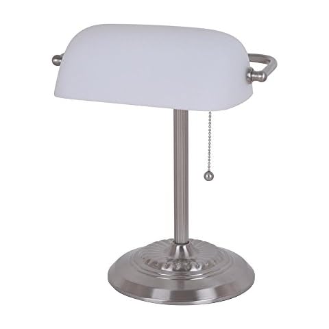 Catalina 13.5" Bankers Desk Lamp with Glass Shade Cover
