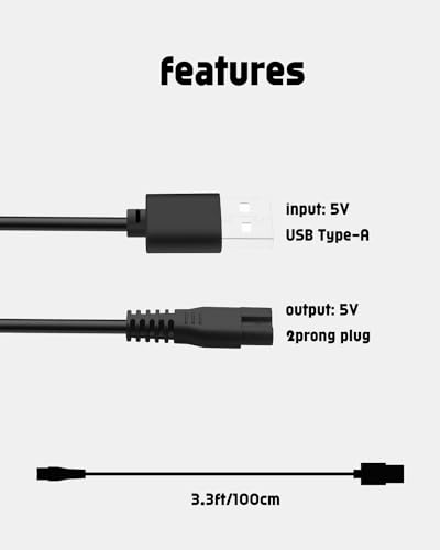 uijino Manspot Charger Cable Compatible with Manspot Trimmer HCW003A, 5V Charger for Manspot Trimmer Charger, 3.3ft Power Cord