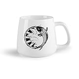 DEBINGY Fruta de cerámica Tazas blancas Emblema Koi Carpa Pez Agua Río Pesca...