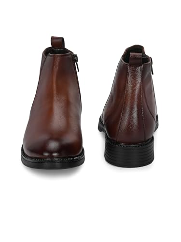 Image of STANPHORD Men Chelsea Ankle Boots | PU Zip Closure | Solid High-Top Casual Semi-Formal | Cushioned Insole | Office Outdoor Travel Wear (TPSL S16)