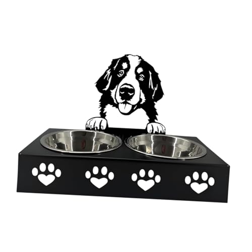 MYCENSE ノンスリップキャッツフィーディングボウル、ペットドッグボウル、ステンレス鋼の犬の皿、ペットフィーダーボウル、中程度の犬用の高架パピーフィーダー, B