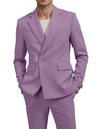 Mens Suit Double Breasted Suit Men for Wedding 2 Piece Mens Slim Fit Suits for Prom Party with Metal Clasp