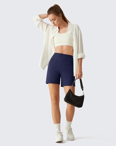Image of G4Free EverGoing Women's Casual Shorts High Waisted 4'' / 5'' Comfy Shorts with Pockets for Yoga Workout Lounge