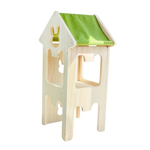 Fzaqwen ウサギハウス、生息地の装飾、無垢材、換気、ハムスターの隠れ家、小動物、小動物のアクティビティおもちゃ、登る、遊ぶ, Style G