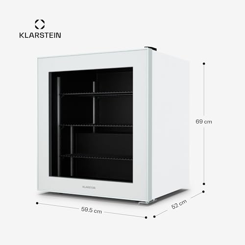 Klarstein IceAge 88 Mini Gefrierschrank, 88 L, Temperatur 0 bis -18 °C, LED-Innenbeleuchtung, 3 Einlegeböden, Energieeffizienz E, Kompakt & Sparsam, Kleine Gefriertruhe, Weiß