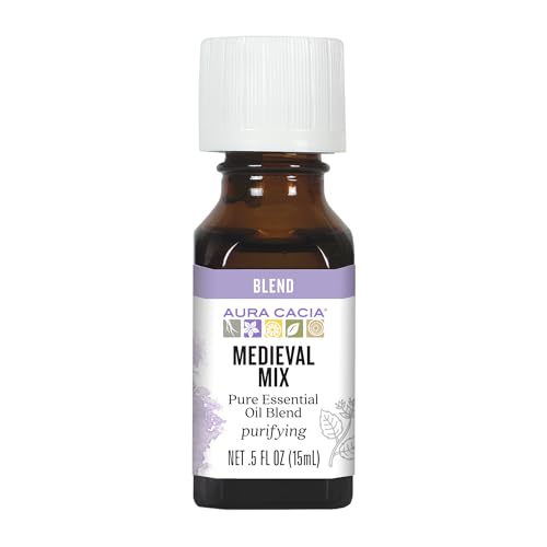 Aura Cacia Medieval Mix Essential Oil, Pure Essential Oils, Aromatherapy Blend for DIY Cleaning, Diffusion, Home Care | 0.5 Fl Oz (Pack of 1)
