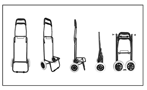 Image of KriShyam Foldable Shopping Trolley Cart with Pattern Design | Large Capacity Grocery Cart with Wheels | Durable Fabric Utility Cart | Lightweight Portable (2 WHHEL Black (Geometric Print))