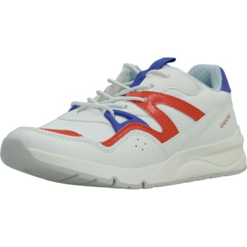 Geox J Rooner Boy, Scarpe da Ginnastica, Bianco Rosso, 31 EU
