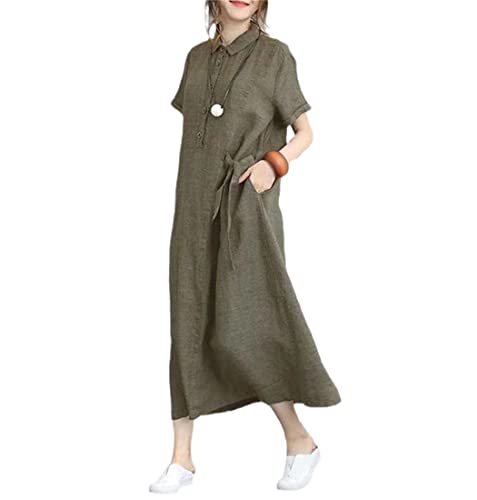 Robe chandail en maille légère unie à revers coupe moderne et manches courtes