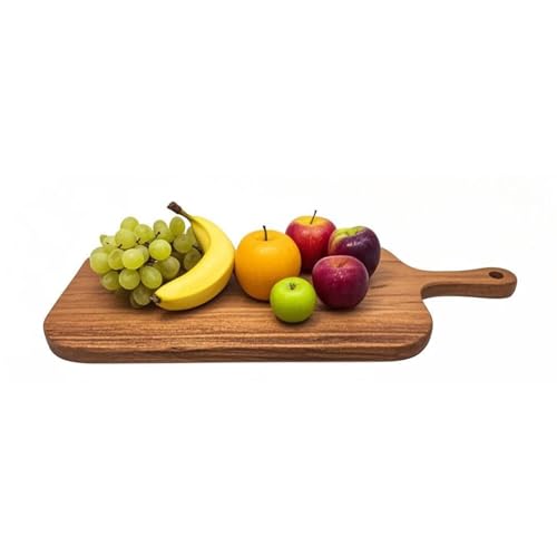 Tabla de cortar rectangular de madera con mango 38x19 cm miniatura 3