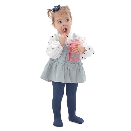 Image of EPEIUS Baby Girl Tights Cable Knit Cotton Seamless Footed Leggings 0-6Y