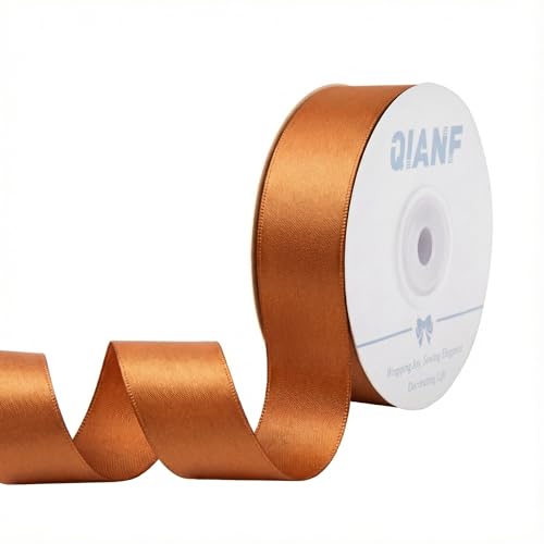 QIANF 1 Inch Copper Ribbon Double Face Satin Ribbon for Gift Wrapping Hair Bows Making Chair Sash Wedding Baby Shower Birthday Party Invitation Decorations Craft Sewing 25 Yards