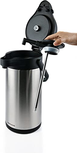 Heritage66 101Oz Stainless Steel Thermal Coffee Carafe Airpot Beverage Dispenser Large Triple Wall Thermos Vacuum Insulated Keeping Hot Coffee For 12 Hours/ 24 Hours Cold Tea Water Coffee (3 Liter) #TOP2