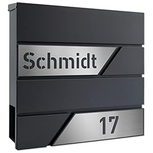 AlbersDesign Personalisierter Design Wandbriefkasten Anthrazit