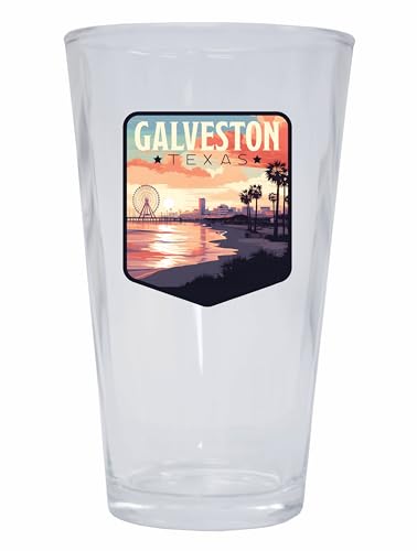 Galveston Texas Pleasure Pier Diseño Souvenir Vaso 16 oz Pack 4