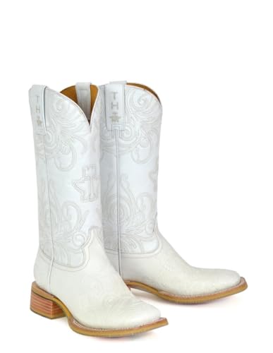 Tin Haul Women's White Wedding Western Boot Broad Square Toe - 14-021-0007-1513 WH 7 M US2