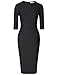 MUXXN Women's Elegant 3/4 Sleeve Slim Office Pencil Dress(L,Black)