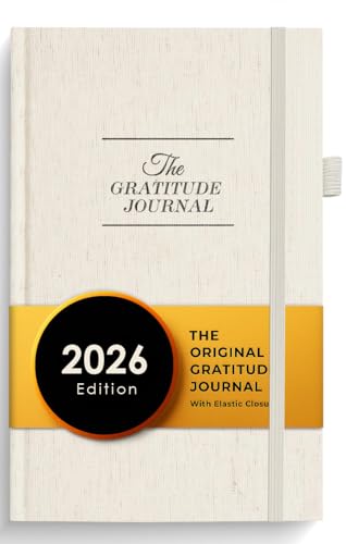 The Gratitude Journal 2026: 5 Minute Gratitude Practice to Inspire Thankfulness, Mindfulness, Positivity, Happiness, Upgraded with Pen Holder, Inner Pocket & Elastic Closure Band (Beige)
