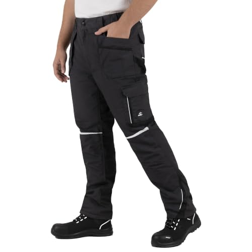 BWOLF Drift Ice Arbeitshosen Männer Winter Arbeitshose Herren Winter Wasserdicht Kälte- Und Winddich mit reflektierenden Elementen (DE/NL/SE/PL Alphanumerisch XL Regular Regular Schwarz/Grau)