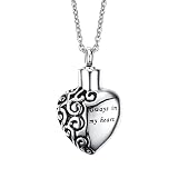 Ayoiow Collar de acero para mujer, plata y negro, collar con colgante en forma de corazón, collar para hombre