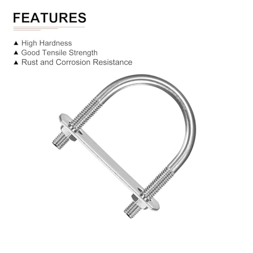 Image of DTGN M6x38x58mm(ThreadxWxL) Round U Bolt - 3Pack - Good for Trailer Pipe Replacement Parts - 304 Stainless Steel U Shape Bolts