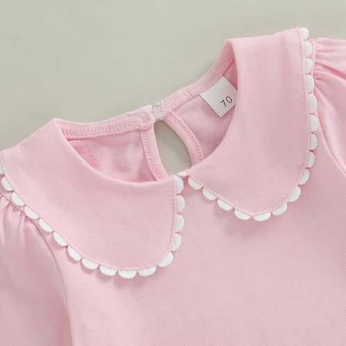 Toddler Baby Girl Fall Clothes Perter Pan Collar Solid Long Sleeve T-Shirt Pullover Shirts Top Outfit3