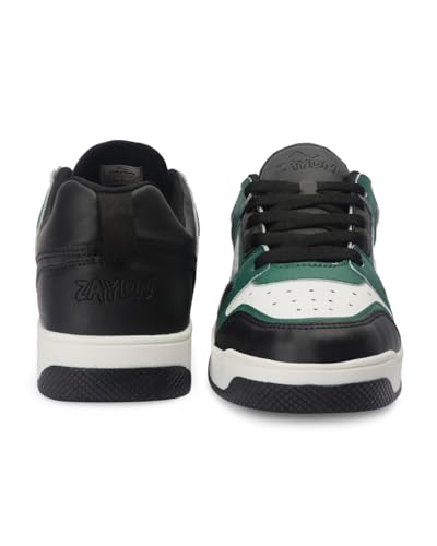 Image of ZAYDN ASH Sneaker Shoes for Men | Soft Cushioned Insole & Lightweight | Stylish Lace-Up Shoes with Causal Outfits | Trendy Sneakers | Shoes for Man | Low Top Sneaker Shoes Black Green