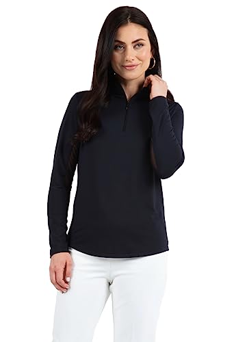 Ibkul Athleisure Wear Sun Protective Upf 50+ Icefil Cooling Tech Long Sleeve Mock Neck Top With Under Arm Mesh 80000 White Solid L #TOP1