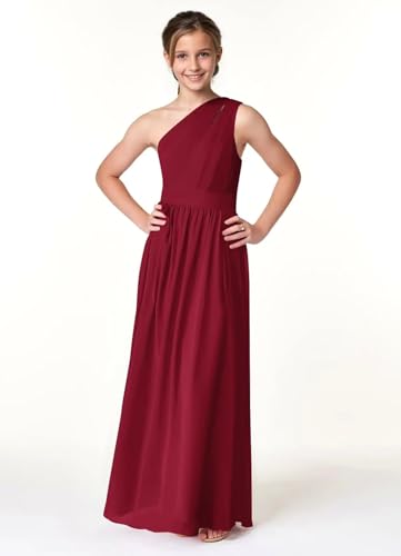 One Shoulder Junior Bridesmaid Chiffon Dress Flower Girl Dresses for Wedding A-Line Long Pageant Gown4