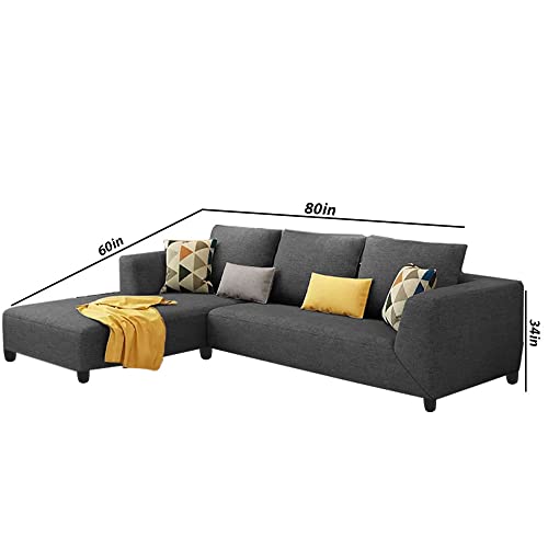 Image of Galib LHS 4 Seater L Shape Sofa Set for Living Room (Dark Grey Fabric)