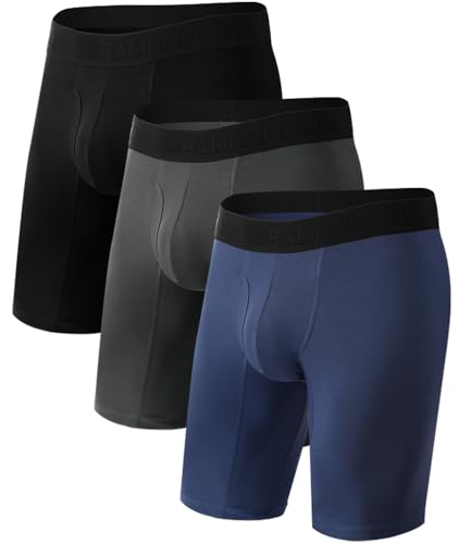 BAMBOO COOL Men's Boxer Briefs Long Leg Performance Sports Breathable Underwear for men