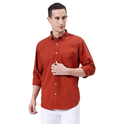 Image of Ben Martin Men's Cotton Regular Collar Shirt with Chest Pocket || Classic Collar, Slim Fit, Casual & Formal Wear || Soft & Breathable Fabric || Full Sleeve Shirt for Men