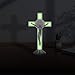 WenRity 2Pcs 3 Inch Alloy Enamel Saint Benedict Standing Crucifix Luminous Glow in The Dark Crucifix Wall Cross with Sticker on bottom to stick on Table Top,Car or Home Alter