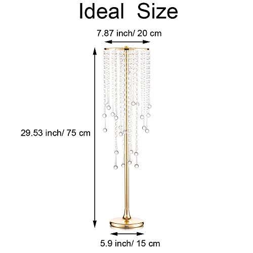 Tall Vases Wedding Centerpieces For Tables - 29.6" Gold Flower Vase With Chandelier Crystal, Centerpiece Table Decorations, Metal Flower Stand For Wedding, Reception, Party, Events, 10 Pcs #TOP4