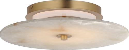 Maxim Lighting Quarry 1-Light 15" Flush Mount Ceiling Light | Natural Aged Brass Finish | Modern Flush Mount for Hallways and Bedrooms | Low Profile Ceiling Mount | 18202WANAB